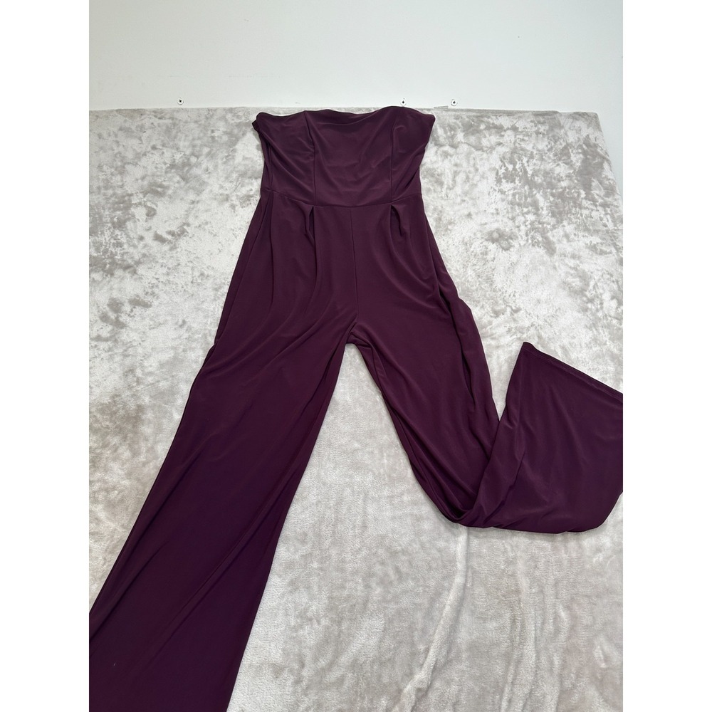 Vtg 90s Y2K Charlotte Russe Jumpsuit Plum Wide Leg Strapless Made in USAโ Large